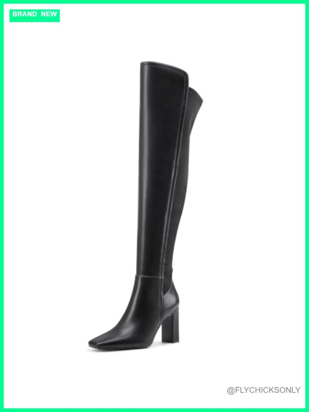 Women's Faux Leather Over the Knee Boots Chunky Block Heel Square Toe